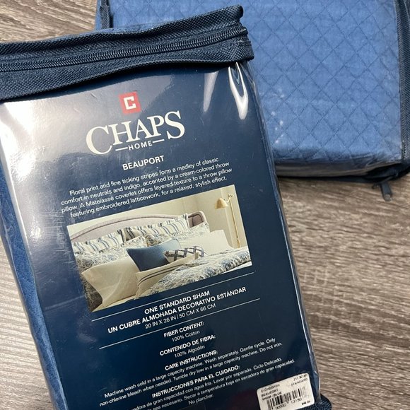 Chaps Home Beauport Two Standard Shams BLUE 20 in x 26 in NEW - Picture 1 of 2